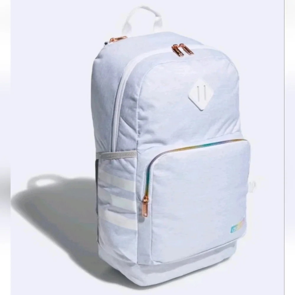 Adidas Rainbow/Gray Classic 3 Stripes Full Size Backpack NWT $50